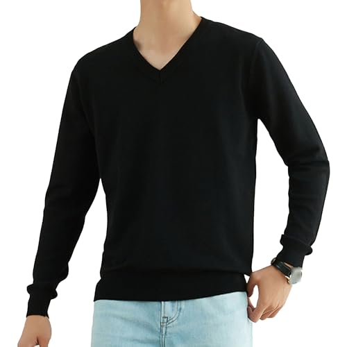 Men's Round Neck Pullover Knitted Sweater Solid Color Long Sleeve Male Knit Sweaters V-Neck Knits Pullovers