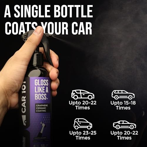 Image of CAR101 Graphene Coating & 1200 GSM Multipurpose Microfiber Cloth Combo - Ceramic Coating Spray (300ml) with Hydrophobic Finish|UV Protection|Ultra-Soft Cleaning Cloth for Car, Bike & Home