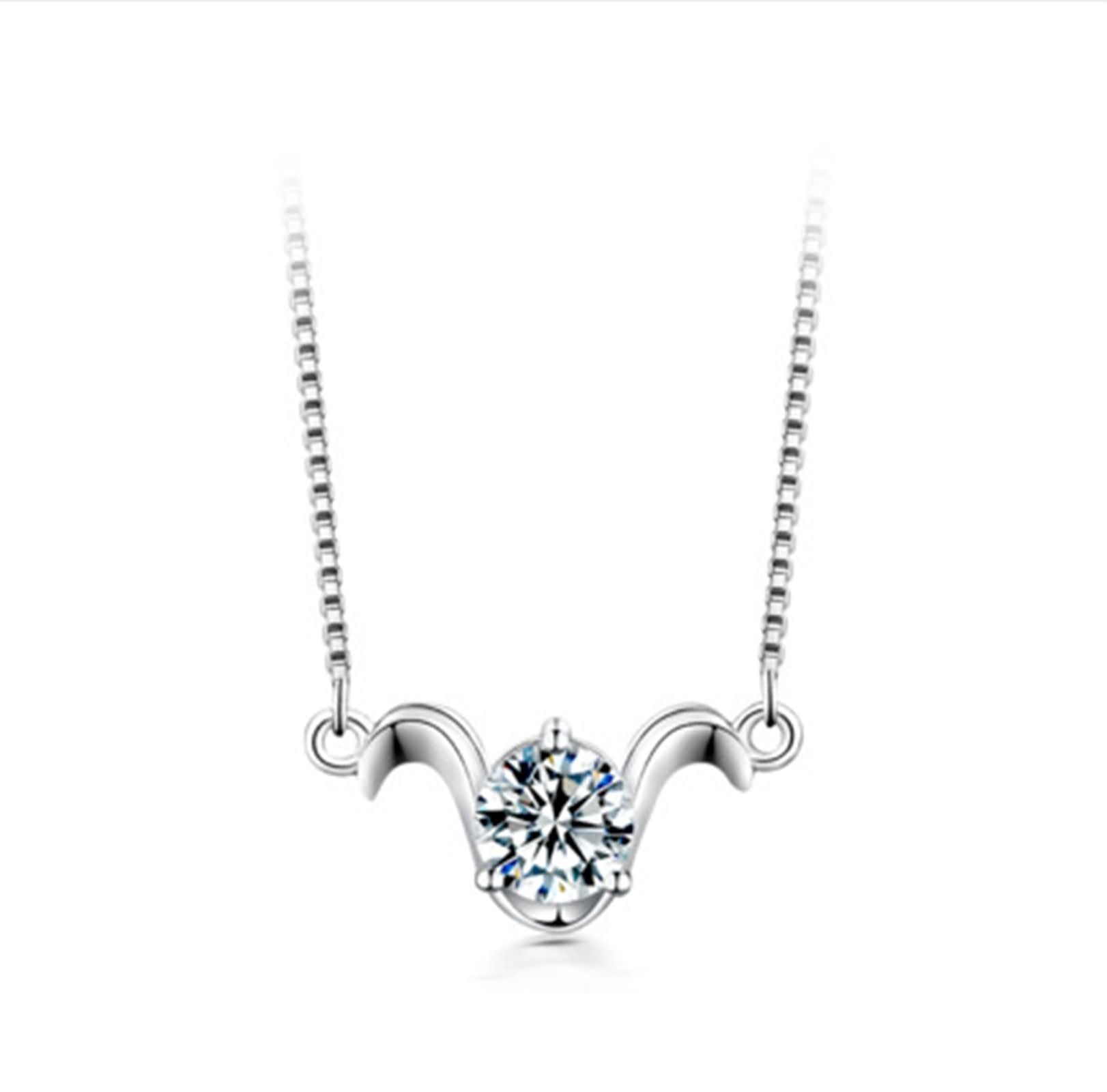 Collar con colgante de cadena de oro blanco de 9 Kt/14 Kt/18 quilates para mujer, 12 constelaciones con moissanita de 1 quilate, collares de cadena para mujer, plata