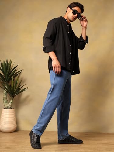 Image of KOTTY Mens Solid|Mid Rise| Coin Pocket|Button|Ankle Length|5 Pocket Jeans