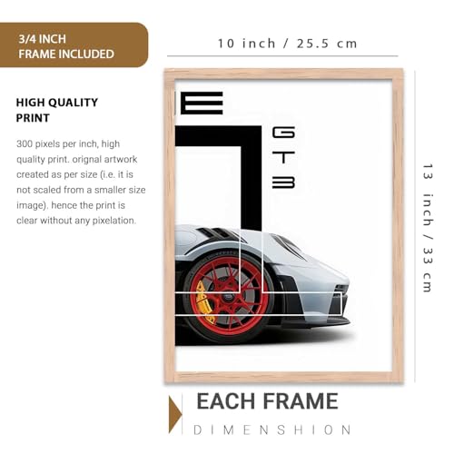 Image of HOTHOUSE Big Porsche Cars Framed Posters Gift Items for Boys Room Wall Decoration Bedroom Living Room Office Studio Decor | Car Poster Frame for Wall Decor Set Of 3 Size (10 X 13 inch)