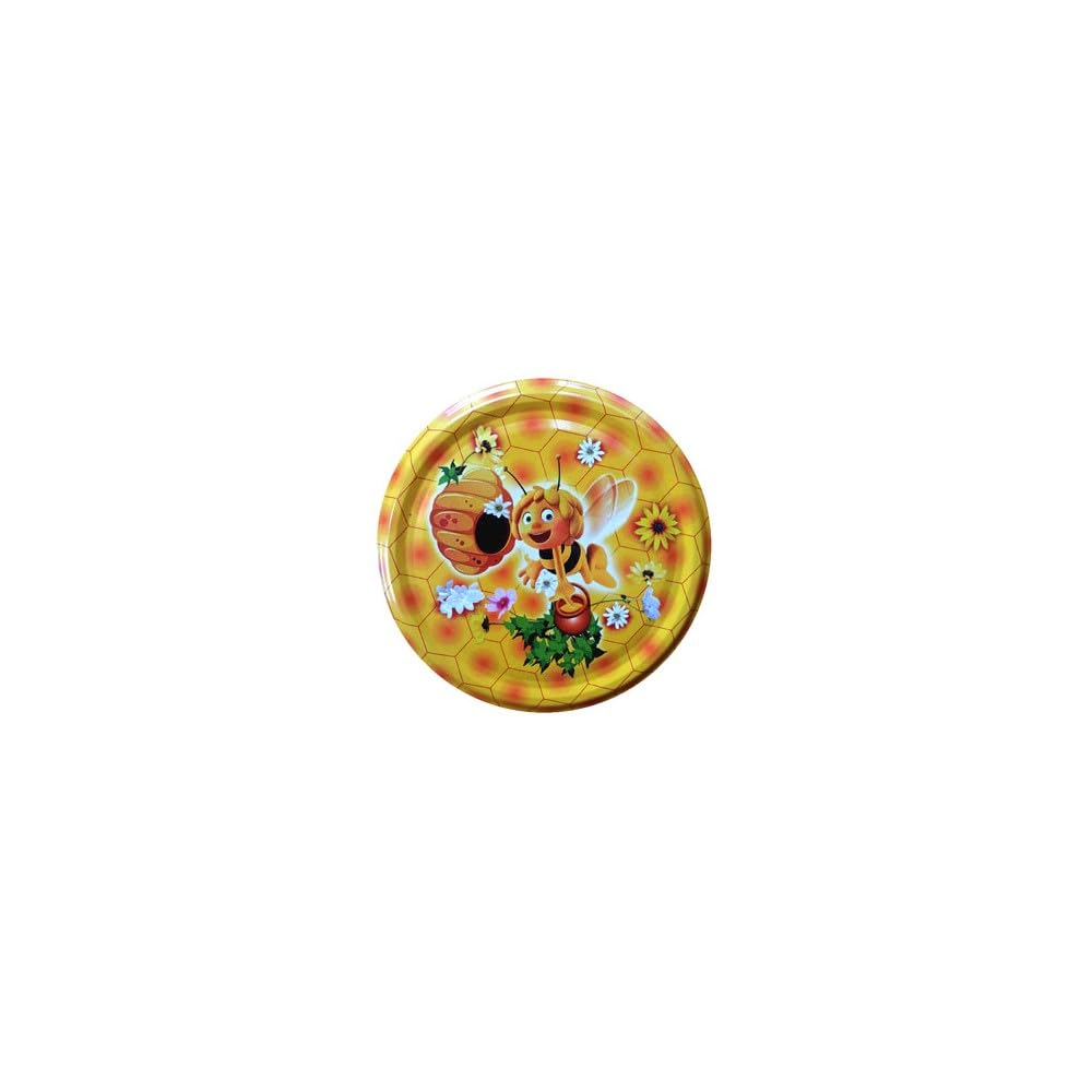 10 X JAM JAR CAP LIDS TWIST OFF/ 82mm. IDEAL FOR ANY TYPE OF PRESERVES,HONEY,JAM,MARMALADE,CHYTNEYS,THE LIDS ARE ACID PROOF, (Maya The Bee 1)