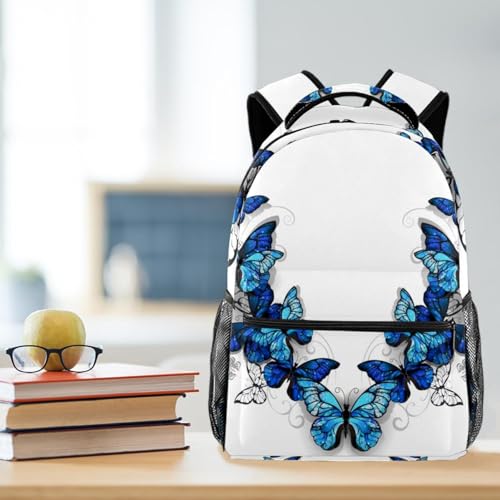 Sac de voyage décontracté et scolaire à motif papillon bleu multicolore - 5