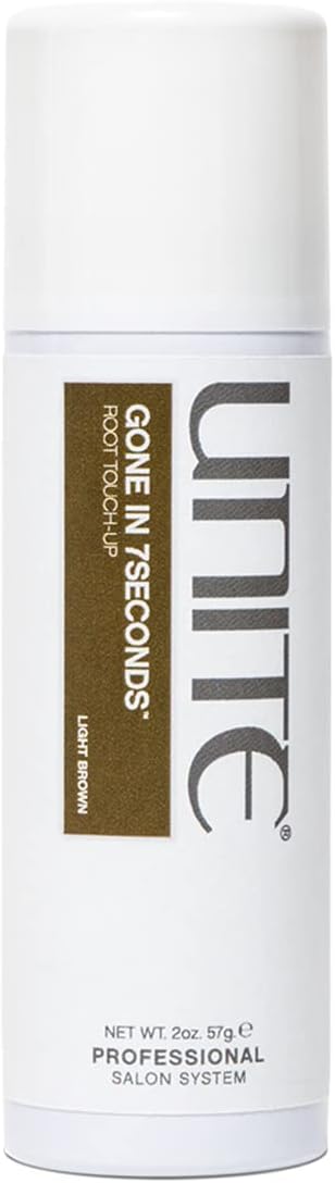 UNITE Hair - Gone in 7SECONDS Root Touch-Up - Temporary Root Concealer That Blends and Covers Grays - Ideal for All Hair Types, Light Brown, 2.0 oz