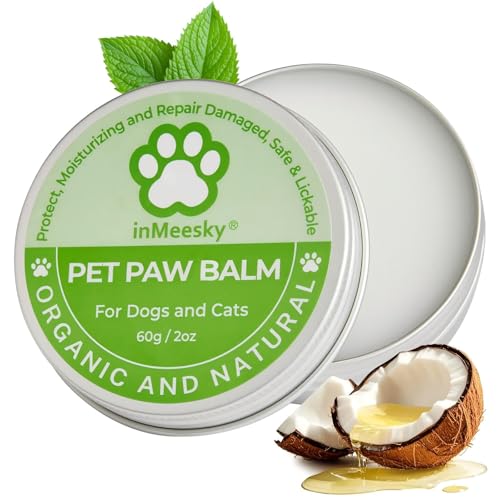 inMeesky Lick-Safe Dog Paw Balm & Nose Balm with Organic Coconut Oil | Fast-Acting Nourishing Repair for Dry, Cracked Paws - Proven Relief | Vet-Recommended | Hot Pavement & Winter Protection (2.0oz)