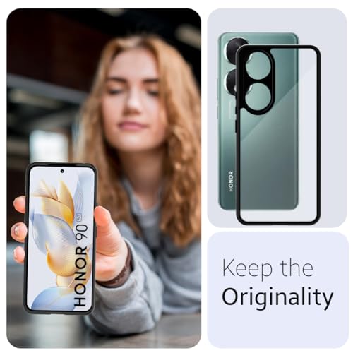 Image of KAPAVER Hybrid Clear Back Cover Case for Honor 90 | Protective Shockproof Cleare Hard PC Soft Flexible Black TPU Cover