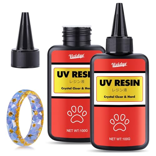 UV Resin 200g - Crystal Clear Low Odor Ultraviolet Curing Hard Type Glue Epoxy Resin for DIY Jewelry Making, Crafts - Transparent Bubbles Free Solar Cure UV Resin for Resin Mold, Casting, Paintings