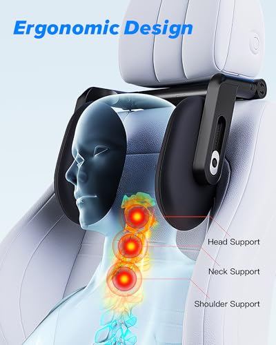 Kopfstütze Auto Kinder, Auto Nackenstütze 2026 Upgrade 360° Drehbare Reise Autokissen, 3 Punkt Verbindung Verstellbare Autositz Kopfstütze, Atmungsaktive Memory Foam Nackenkissen für Kinder/Erwachsene