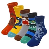 PUTUO Boys Kids Cotton Socks: Children Funky Sock Junior Animal Novelty Ankle Funny Socks for Casual Sports 2-12 Year Old 5 Pairs
