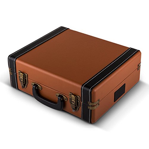 auna Peggy Sue Record Collector Set Tourne-Disque rétro & Valise à vinyles (2 Enceintes stéréo intégrées sur Les côtés, numérisation de vinyles par Le Port USB) – Marron - Les Beatles, Paul McCartney, John Lennon, RIngo Starr, George Harrison auna Peggy Sue Record Collector Set Tourne-Disque rétro & Valise à vinyles (2 Enceintes stéréo intégrées sur Les côtés, numérisation de vinyles par Le Port USB) - Marron – Image 5