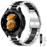 Cinturino Universale Acciaio Inossidabile Compatible with Samsung Galaxy Watch 7/FE/6/5/4/3, Watch 5 Pro, 6/4 Classic, Gear S3/S2, Garmin, 20mm 22mm Ricambio - Argento+Nero