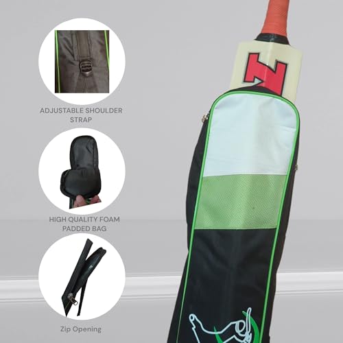 image for Bratla Cricket Bat Cover Bag Foam Padded, Adjustable Shoulder Strap - 