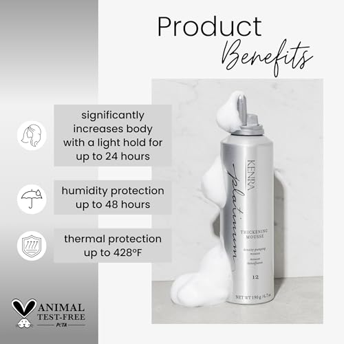 Image of Kenra Platinum Thickening Mousse 12 | Volumizing Styler | Adds Fullness & Body | Humidity Protection Up To 48 hours | Density Plumping up tp 150% | Thermal Protection | All Hair Types