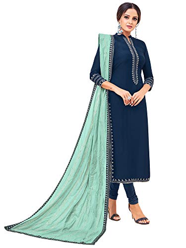 Image of AKHILAM Women's Cotton Blend Embroidered Unstitched Salwar Suit Material(29DMK50 Parent)