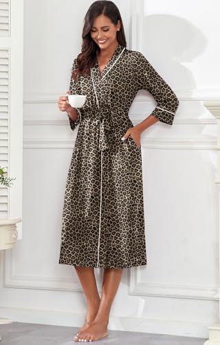Image of PrinStory Womens Robe Long Knit Bathrobe Lightweight Soft Robes Ladies Bath Robe