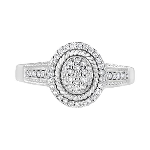 Haus of Brilliance .925 Sterling Silver 1/3 Cttw Pave Set Round-Cut Diamond Braided Halo Cocktail Ring (I-J Color, I2-I3 Clarity) - Size 8