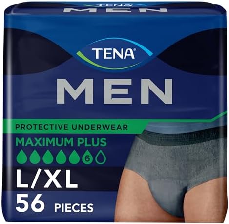 TENA Incontinence Underwear for Men, Maximum Plus Absorbency, Cottony-Soft Fabric, Men