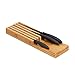 Relaxdays Messerorganizer , Messeraufbewahrung für 5 Messer, Messereinsatz für Schublade, 3,5 x 11 x 39 cm, natur