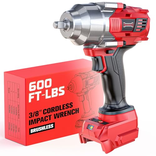 DIYtoolifz Cordless Impact Wrench 3/8' Compatible with Milwaukee 18v Battery: 600 Ft-lbs High Torque Impact Driver, 3100RPM Electric Impact Gun with 4-Mode Speed, LED Work Light(Bare Tool)