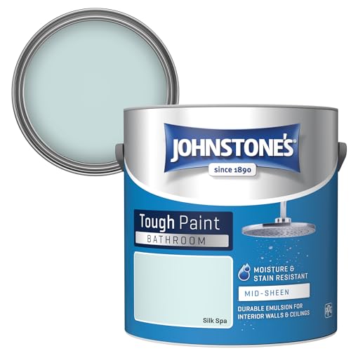 Johnstones - Bathroom Paint - Silk Spa - Mid Sheen Finish - Stain Blocker Paint - Use in Moist & Damp Areas - Low Odour - Dry in 1-2 Hours - 12m2 Coverage per Litre - 2.5L