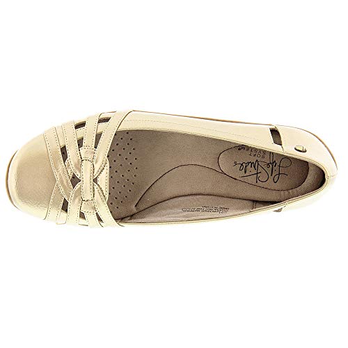 Image of LifeStride Womens Diverse Metallic Flats Gold 6.5 Extra Wide (E+, WW)
