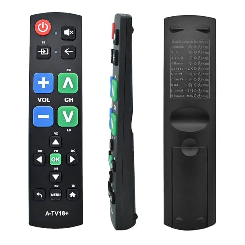Lotvic Senioren Fernbedienung TV mit Großer Taste für ältere Menschen, Universal Fernbedienung Fernseher, Universelle TV-Fernbedienung, Einfach zu bedienen & Einzurichten