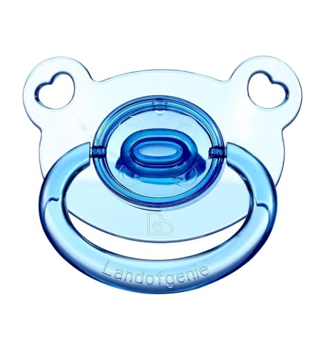 Image of Landofgenie Large Shield Adult Size Pacifiers Bear Shape Transparent Design Pacifier Blue
