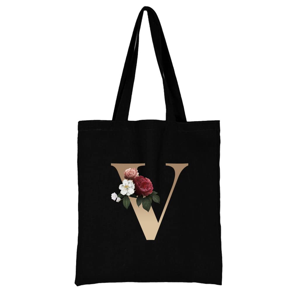26 Letter Printed Canvas reusable grocery bags, Foldable Casual Travel HandBag, Shoulder Beach Tote Bags, Shopper bag eco friendly super strong washable Storage bags Shopping bag Canvas bag for Women