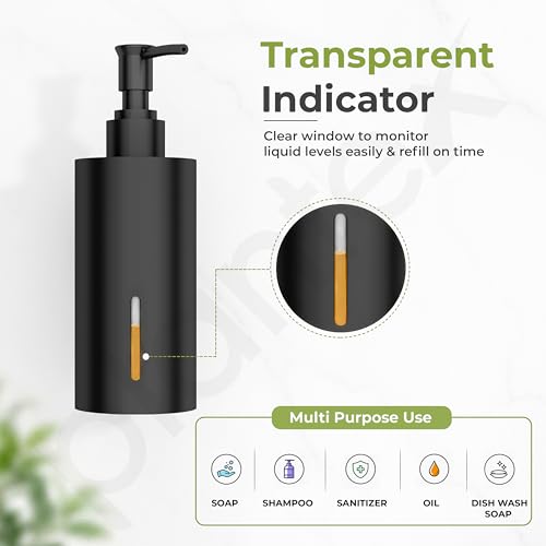 Image of Plantex Liquid Soap Dispenser for Bathroom /Stainless Steel Shampoo Dispenser /Round Hand wash Dispenser /Bathroom Accessories - Pack of 1 (Black)