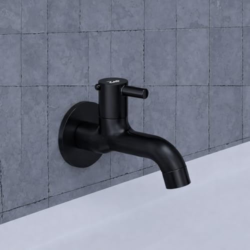 Image of ZAP Elixir Series Champagne Matte Black Brass Long Body Tap | Premium Bathroom & Kitchen Faucet | Durable, Stylish & Rust-Resistant | Modern Wall Mount Faucet