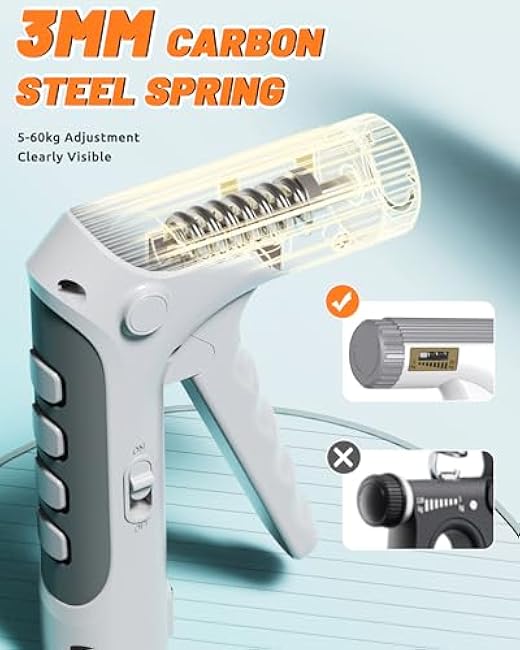 JGM 2-In-1 Hand Grip Strength Trainer with Finger Exerciser - Adjustable Forearm Strengthener with Counter for Injury Recovery, Physical Therapy and Muscle Building