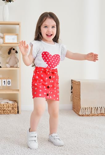Image of Ayzozuy Kid Girl Clothes Shorts Set 2 Piece Outfits Summer Casual Short Sleeve Top and Shorts Set for Girls 4-7