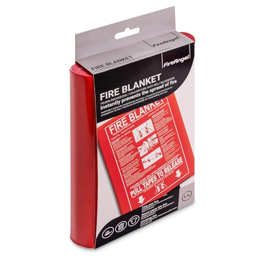 FireAngel 1 x 1 M Fire Blanket for Kitchen Home Caravan Campervan Safety Accessories with Hard Wipe Clean Cover