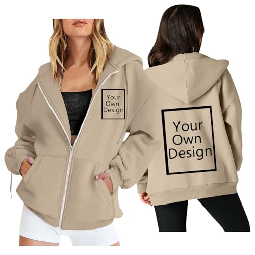 Image of Custom Jackets Design Your Own Full Zipper Hooded Sweatshirt Custom Sweatshirt T Shirts Add Your Own Text or Picture