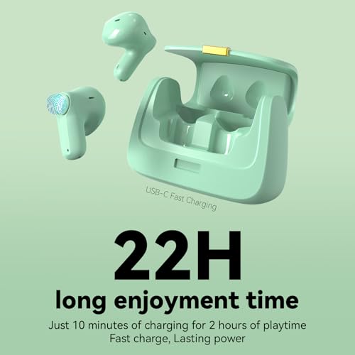 Image of ANCwear Sage Green Mini Purse Earbuds for Girls, Matcha Cute Ear Buds with Handbag Charging Case, Bead Chain, DIY Stickers, Bluetooth 5.3, 22H Battery Life, Aesthetic Gift Earbuds for Women Teens