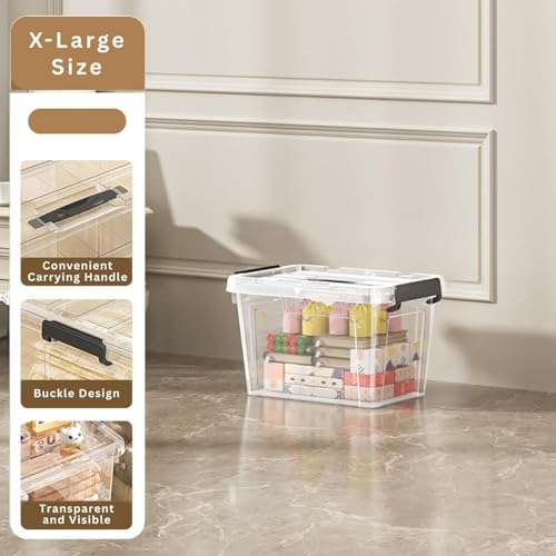 Image of Ash & Roh Plastic Storage Box /Bin /Container with Locking Lid - Sturdy and Versatile Home Organizer, Available in Multiple Size. (3, HEAVY TRANSPARENT, (X-LARGE-51 X 38 X 33CM))