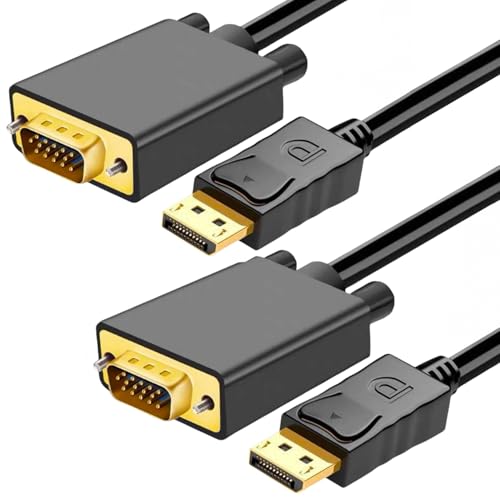 Câble DisplayPort vers VGA AKWOR 1,8m lot de 2 pour connecter un PC à un écran