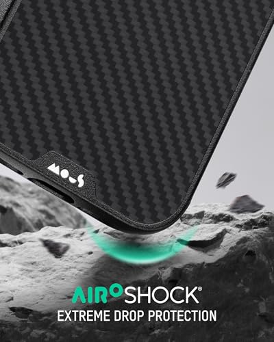 Image of Mous for iPhone Air Case, Compatible with MagSafe - Limitless - Protective Carbon Fibre Cover for iPhone Air - Shockproof, Full Camera Protection, Anti-Scratch Back, Black