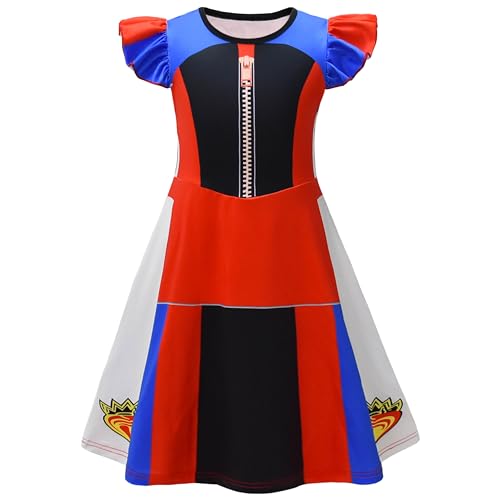 AOVCLKID Girls Evie Princess Costume Descendants 3 Birthday Party Dress Halloween Cosplay Outfits(5T,Red)