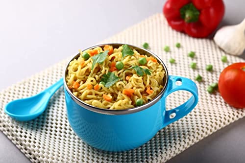 Image of AFFODYL - Stainless Steel Insulated Noodle & Soup Bowl with LID, Fork & Spoon | Leak Proof Bowl for Pasta,Soup,Rice,Maggie | Food Container