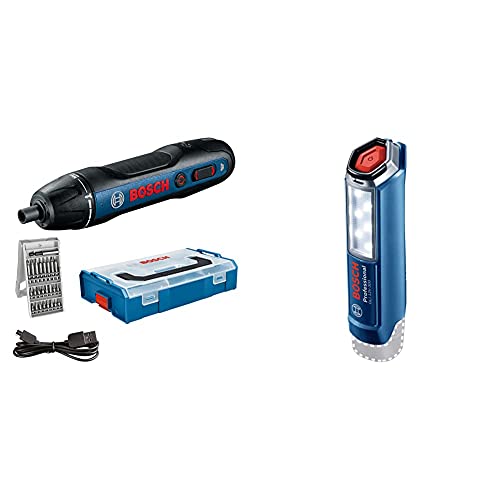 Bosch Professional Akkuschrauber Bosch GO (inkl. 25-tlg. Bit-Set, USB-Ladekabel, L-BOXX Mini) & 12V System Akku LED…