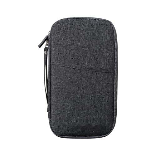UUYYEO Passport Holder Travel Wallet Large Capacity Passport Bag Travel Document Organiser Pouch Multiples Passport Zipper Case ID Credit Card Wallet Cable Carrying Bag Grey