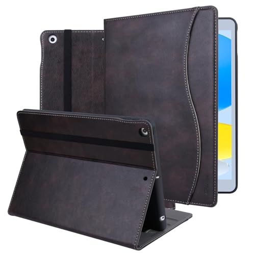 HFcoupe 10.2 Inch iPad Case for 9th 8th 7th Generation(2021/2020 / 2019), Multi-Angle Stand Protective Cover for iPad Gen 9 8 7, Auto Wake/Sleep Folio with Pencil Holder and Pocket, Dark Brown by HFcoupe - Used condition - US$11.82