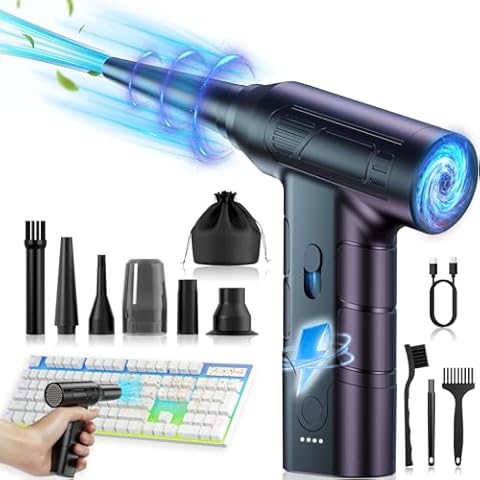 Electric Air Duster - 150000RPM Compressed Air Duster, 2-in-1 Air Duster for PC Keyboard Cleaner, Stepless Speed Air Blower for Car and Home, Rechargeable Compressed Air Replaces Canned Air Cover