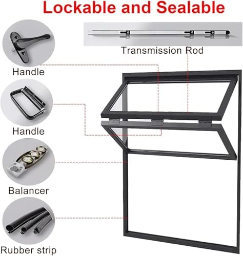 Concession Window Aluminum Alloy Food Truck Service with Horizontal Sliding Screen Windows,Aluminum Double Hung Windows,Flush Mount Concession Stand Serving Window Door,5 Mm Tempered Glass C