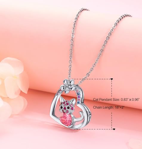 Kids Cat Birthstone Necklace Gifts for Girls- Kitty Cats Pendant Jewelry Birthday Gifts for Lovers Little Kids Girls Daughter Granddaughter Women3