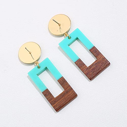 Kjee Colored Bohemian Resin Wood Disc Drop Dangle Earrings Geometric Rectangular Wooden Stud Earrings Classic Retro Jewelry For Women Girls #TOP29