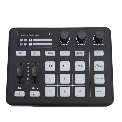 RASTKY Mezclador de Sonido con Iluminación RGB, Tarjeta de Sonido en para Podcasting, Tarjeta de para Juegos para Serpentinas