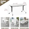 Modern Folding Conference Table, Rolling Portable Meeting Tables with Silent Locking Wheels, Large Rectangular Training Table for Conference Room(63x24x30in)
