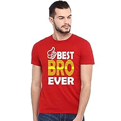 BRATMAZ Mens Regular Fit Cotton Printed Tshirt for Rakhi Raksha Bandhan Best Bro Ever T-Shirt for Men